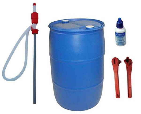 55 gallon water barrel and accessories
